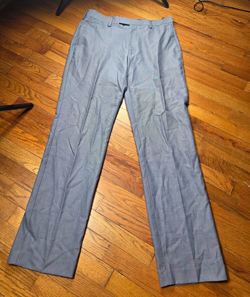 Louis Raphael Tailored Mens Dress Pants 34x34 Gray Flat Front Career Trousers